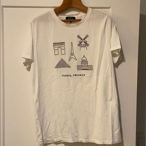 Embroidered APC White T-Shirt /w French landmarks